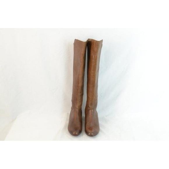 Jessica Simpson Leather Tall Boots Beagan Bourbon Combo Brown - Picture 2 of 5